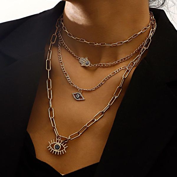 pendant necklaces evil eyes pendants for women punk style layered necklace clavicle chains gold color 2021 fashion jewelry, Silver
pendant necklaces evil eyes pendants for women punk style layered necklace clavicle chains gold color 2021 fashion jewelry, Silver