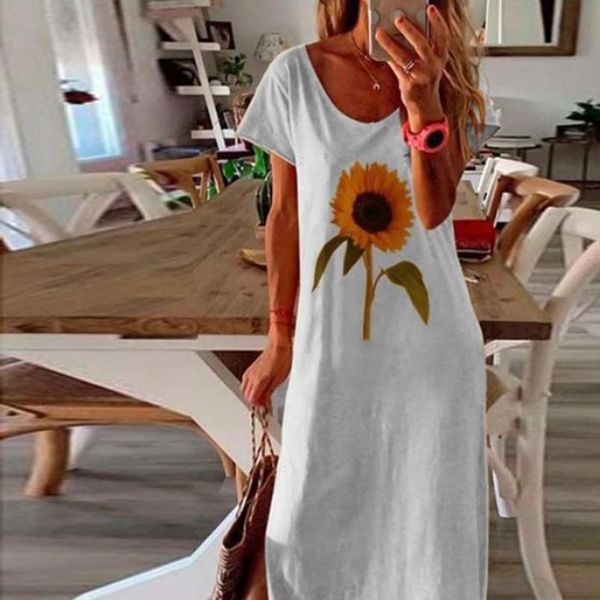fashion women long maxi dress loose sunflower print short sleeves side split o neck casual summer dress vestidos beach dresses, Black;gray
fashion women long maxi dress loose sunflower print short sleeves side split o neck casual summer dress vestidos beach dresses, Black;gray