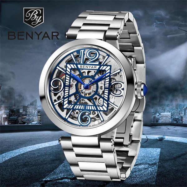 wristwatches benyar brand men fashion mechanical watch double sided hollow stainless steel men's waterproof clock reloj hombre 2021, Slivery;brown
wristwatches benyar brand men fashion mechanical watch double sided hollow stainless steel men's waterproof clock reloj hombre 2021, Slivery;brown