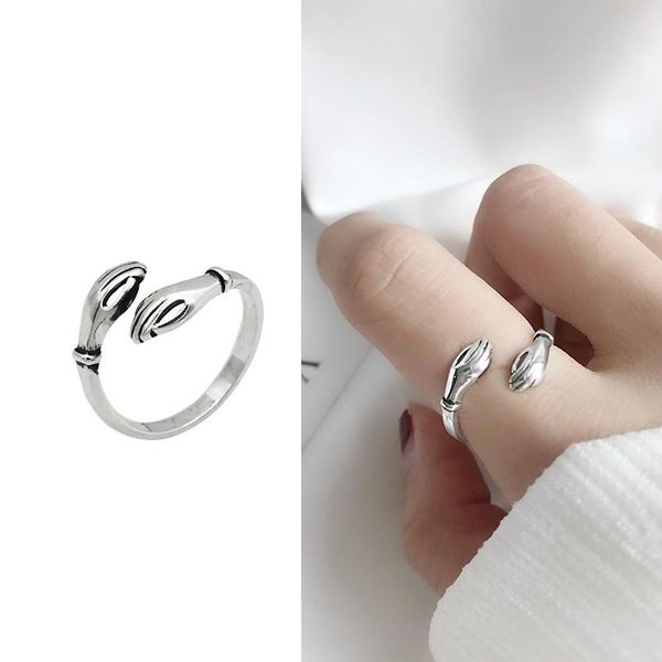 cluster rings genuine 925 sterling hug shape cute hands hugging open ring adjustable vintage jewelry for women girls, Golden;silver
cluster rings genuine 925 sterling hug shape cute hands hugging open ring adjustable vintage jewelry for women girls, Golden;silver