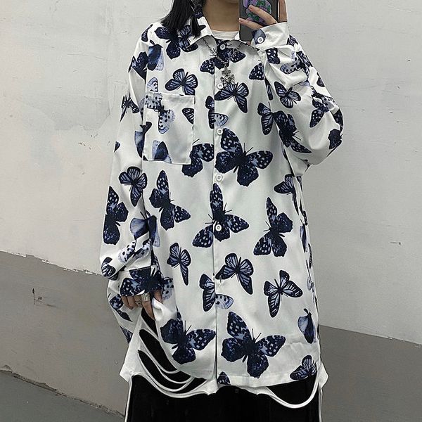 women in long-sleeve shirts new autumn harajuku streetwear dark black style butterfly print loose casual shirt jaq6, White;black
women in long-sleeve shirts new autumn harajuku streetwear dark black style butterfly print loose casual shirt jaq6, White;black