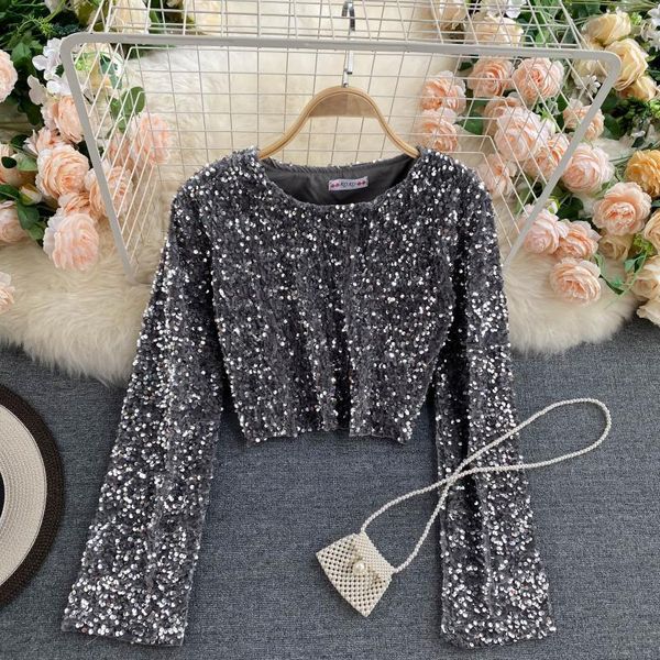 2021 new fashion all match high waist short slim full o neck t-shirt with sequins shirts women fb3o, White;black
2021 new fashion all match high waist short slim full o neck t-shirt with sequins shirts women fb3o, White;black