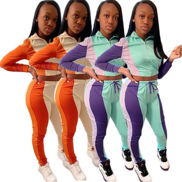 womens splicing sports 2pcs sets fashion trend long sleeve cardigan zipper pant suits designer female autumn new slim casual tracksuits, Gray
womens splicing sports 2pcs sets fashion trend long sleeve cardigan zipper pant suits designer female autumn new slim casual tracksuits, Gray