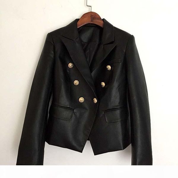 autumn winter 2018 runway black jacket women lion metal buttons double breasted synthetic leather outer coat clothes, Black;brown
autumn winter 2018 runway black jacket women lion metal buttons double breasted synthetic leather outer coat clothes, Black;brown