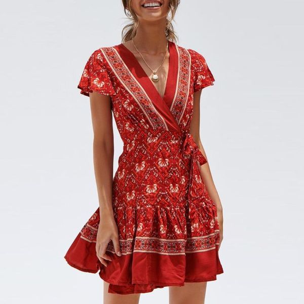 casual dresses women short sleeve vintage ruffle floral wrap boho dress ladies v neck split party summer a line beach sundress, Black;gray
casual dresses women short sleeve vintage ruffle floral wrap boho dress ladies v neck split party summer a line beach sundress, Black;gray