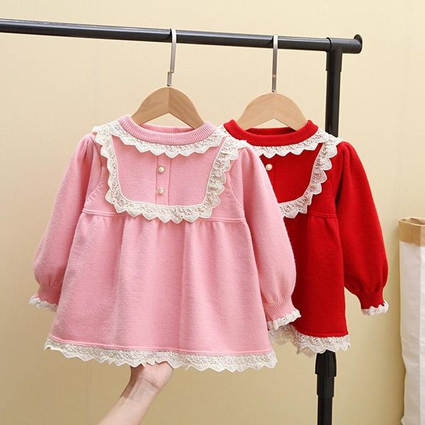 girl's dresses sweet autumn girls princess knitwear dress kids children baby infants long sleeve o-neck knit lace vestidos s12886, Red;yellow
girl's dresses sweet autumn girls princess knitwear dress kids children baby infants long sleeve o-neck knit lace vestidos s12886, Red;yellow