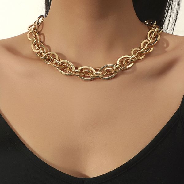 gold chain large thick necklace exaggerated temperament simple clavicle chain women's short jewelry, Silver
gold chain large thick necklace exaggerated temperament simple clavicle chain women's short jewelry, Silver