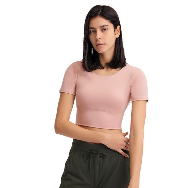 women's t-shirt summer open navel yoga lululem with chest cushion bra women's hollow back outdoor leisure sports short sleeve 023, White
women's t-shirt summer open navel yoga lululem with chest cushion bra women's hollow back outdoor leisure sports short sleeve 023, White