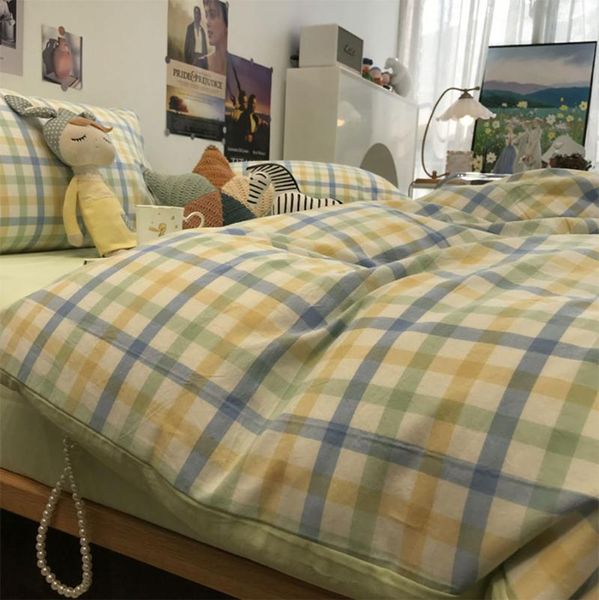 bedding sets fashion blue yellow green geometric plaid set,cotton twin full king home textile bed sheet pillow case duvet cover
bedding sets fashion blue yellow green geometric plaid set,cotton twin full king home textile bed sheet pillow case duvet cover