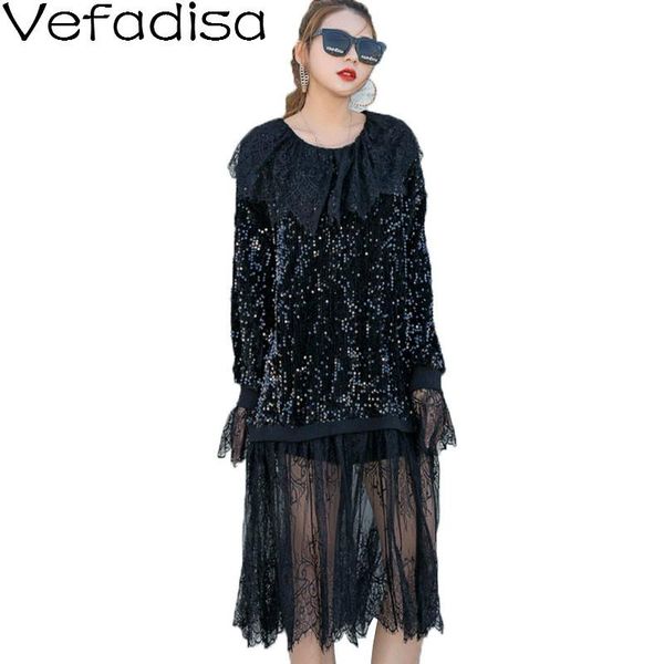 casual dresses vefadisa black fashion mesh patchwork sequin dress women 2021 spring autumn long sleeve knee-length pullover qyf4614, Black;gray
casual dresses vefadisa black fashion mesh patchwork sequin dress women 2021 spring autumn long sleeve knee-length pullover qyf4614, Black;gray