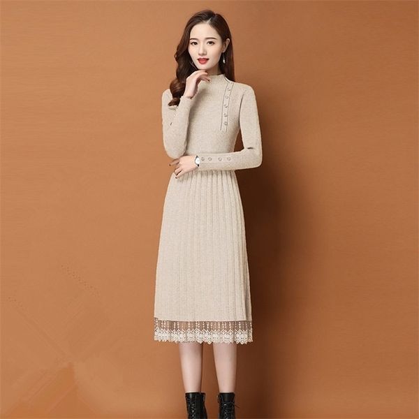 lace hem buttons women autumn winter sweater knitted a line ribbed slim elastic long sleeve lady bodycon midi dresses, Black;gray
lace hem buttons women autumn winter sweater knitted a line ribbed slim elastic long sleeve lady bodycon midi dresses, Black;gray