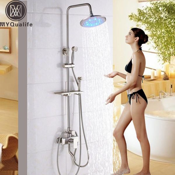 brushed nickel rain light shower set mixer faucet in wall outdoor tub shower mixer with commodity shelf toilet flush head
brushed nickel rain light shower set mixer faucet in wall outdoor tub shower mixer with commodity shelf toilet flush head