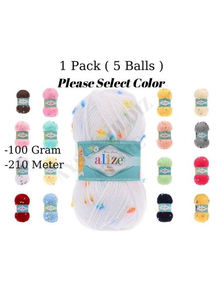 yarn thread 1 pack ( 5 balls ) alize baby flower hand knitting %94 acrylic %6 polyamide) 100 gram 210 meter crochet tool kit, Black;white
yarn thread 1 pack ( 5 balls ) alize baby flower hand knitting %94 acrylic %6 polyamide) 100 gram 210 meter crochet tool kit, Black;white