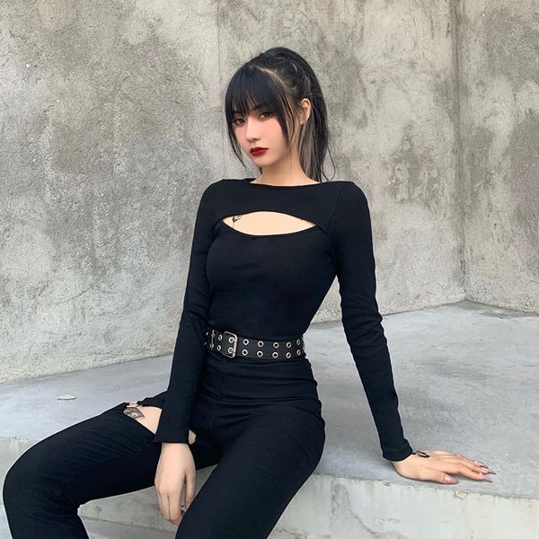 streetwear long sleeve black basic gothic hollow out skinny punk high street chic women autumn 2021, White
streetwear long sleeve black basic gothic hollow out skinny punk high street chic women autumn 2021, White
