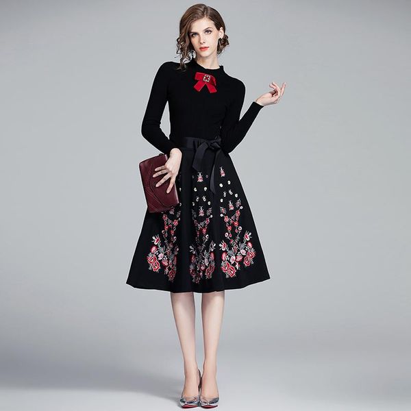 autumn winter clothes for women full sleeve embroidery patchwork knit sweater dresses designers vintage robe femme party vestido, Black;gray
autumn winter clothes for women full sleeve embroidery patchwork knit sweater dresses designers vintage robe femme party vestido, Black;gray