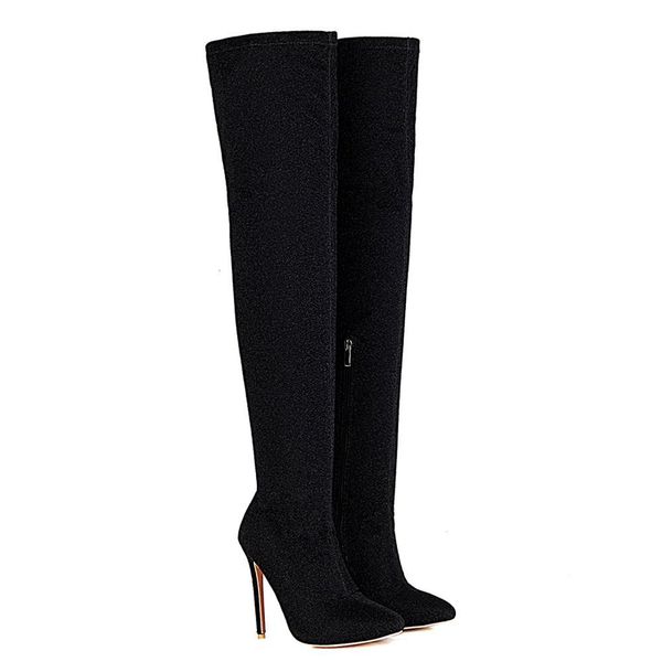 super high stiletto sequins on knee woman pointed to zipper side winking at the blended stretch of large-size boots hzu4, Black
super high stiletto sequins on knee woman pointed to zipper side winking at the blended stretch of large-size boots hzu4, Black