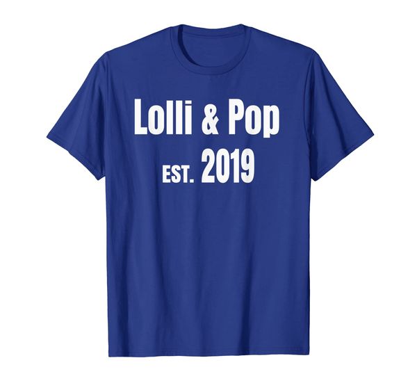 Lolli and Pop Est. 2019 TShirt Couples Grandparents Tee, White;black
