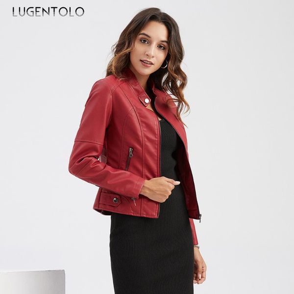 women's leather & faux women slim moto spring autumn large size zipper fashion stand-up collar lady pu alrge lugentolo, Black
women's leather & faux women slim moto spring autumn large size zipper fashion stand-up collar lady pu alrge lugentolo, Black