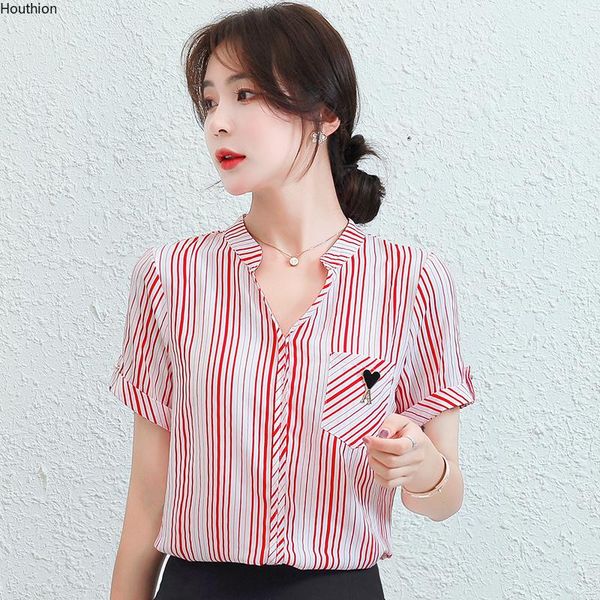 women's blouses & shirts blouse chiffon casual fashion short sleeve v-neck shirt summer stripe plus size 10097, White
women's blouses & shirts blouse chiffon casual fashion short sleeve v-neck shirt summer stripe plus size 10097, White