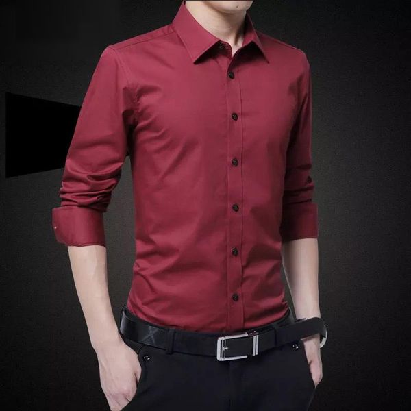 men's casual shirts simple formal dress solid color lapel shirt long sleeve red black slim clothing bo, White;black
men's casual shirts simple formal dress solid color lapel shirt long sleeve red black slim clothing bo, White;black
