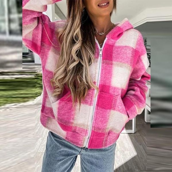 women's jackets autumn spring pocket long sleeve warm coat with zipper women casual plaid loose outerwear check pattern plush hooded ja, Black;brown
women's jackets autumn spring pocket long sleeve warm coat with zipper women casual plaid loose outerwear check pattern plush hooded ja, Black;brown