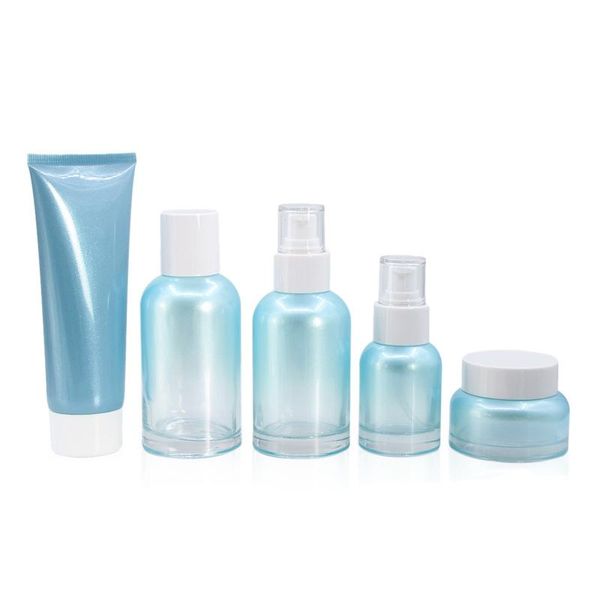 storage bottles & jars 5pcs/lot empty blue transparent glass spray lotion press pump cream tube cosmetic packaging containers
storage bottles & jars 5pcs/lot empty blue transparent glass spray lotion press pump cream tube cosmetic packaging containers