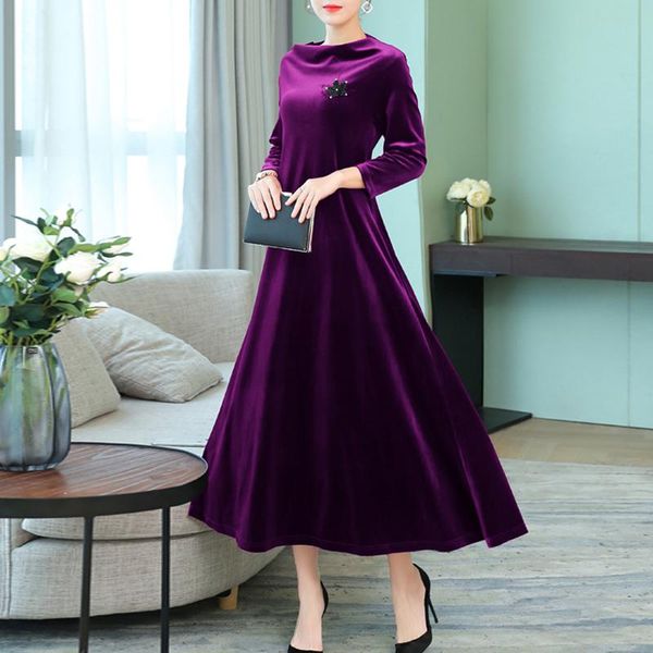 casual dresses 2021 autumn vintage velvet long maxi dress women plus size sleeve a-line office loose vestidos db502, Black;gray
casual dresses 2021 autumn vintage velvet long maxi dress women plus size sleeve a-line office loose vestidos db502, Black;gray