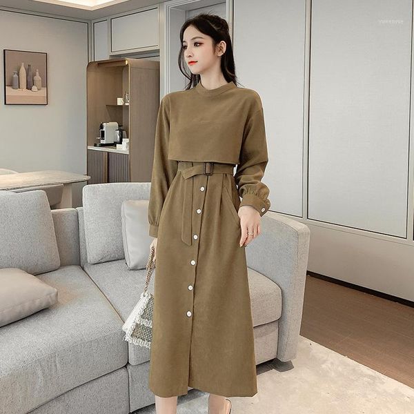 fashion women vintage elegant single breasted tie up dress ladies solid color cloak korea chic dresses, Black;gray
fashion women vintage elegant single breasted tie up dress ladies solid color cloak korea chic dresses, Black;gray