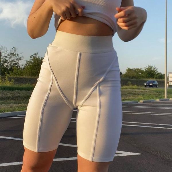 women's shorts solid color high-waist sports pants thick-line tight-fitting five-quarter lady casual, White;black
women's shorts solid color high-waist sports pants thick-line tight-fitting five-quarter lady casual, White;black