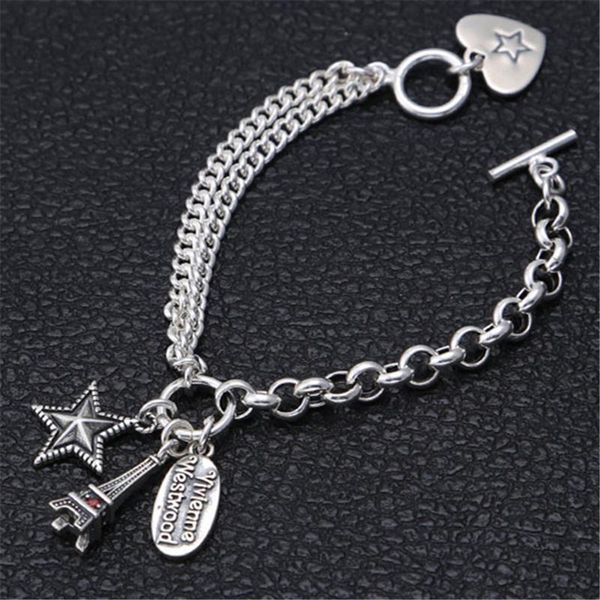charm bracelets sterling silver 925 lover heart tower charms bracelet for women sweet casual thai jewelry double chain gifts, Golden;silver 
charm bracelets sterling silver 925 lover heart tower charms bracelet for women sweet casual thai jewelry double chain gifts, Golden;silver