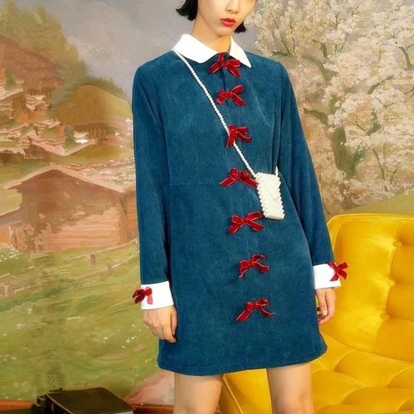 casual dresses bow chic dress women 2021 winter sweet fashion corduroy doll collar temperament vintage blue long-sleeve spring, Black;gray
casual dresses bow chic dress women 2021 winter sweet fashion corduroy doll collar temperament vintage blue long-sleeve spring, Black;gray