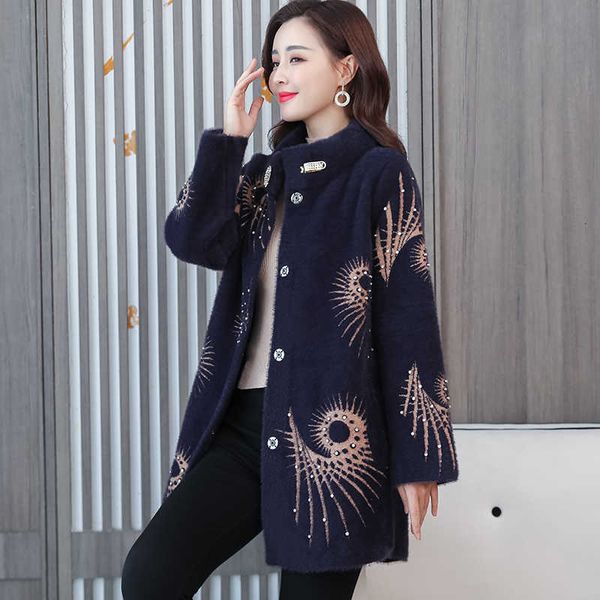 autumn winter women's jacket imitation mink velvet coats loose knit cardigan long female thick warm water faux fur stand collar, Black
autumn winter women's jacket imitation mink velvet coats loose knit cardigan long female thick warm water faux fur stand collar, Black