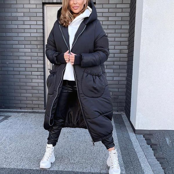 women's down & parkas floy fashion winter thick warm hooded women elegant loose pockets coats zipper closure long cotton jackets ladies, Black
women's down & parkas floy fashion winter thick warm hooded women elegant loose pockets coats zipper closure long cotton jackets ladies, Black