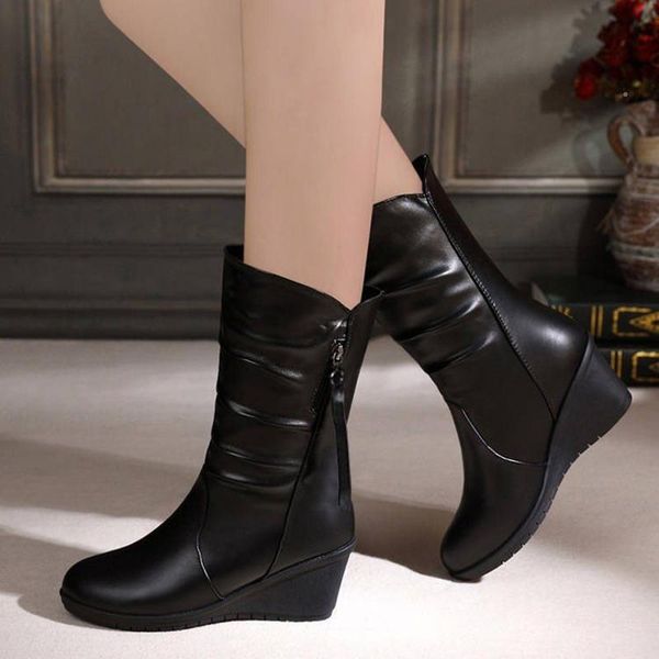 boots winter women mid calf casual pure color round toe zipper square heels shoes vintage botas mujer, Black
boots winter women mid calf casual pure color round toe zipper square heels shoes vintage botas mujer, Black