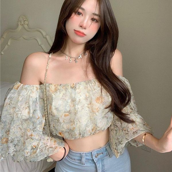 women's blouses & shirts floral shirt female chiffon short-sleeved summer lantern sleeve harajuku elegant girls, White
women's blouses & shirts floral shirt female chiffon short-sleeved summer lantern sleeve harajuku elegant girls, White