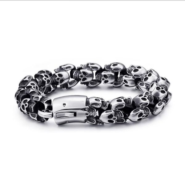 men's unique skull stainless steel punk bracelets vintage bracelets hip hop bracelets stainless stee vintage jewelry kl01004, White
men's unique skull stainless steel punk bracelets vintage bracelets hip hop bracelets stainless stee vintage jewelry kl01004, White