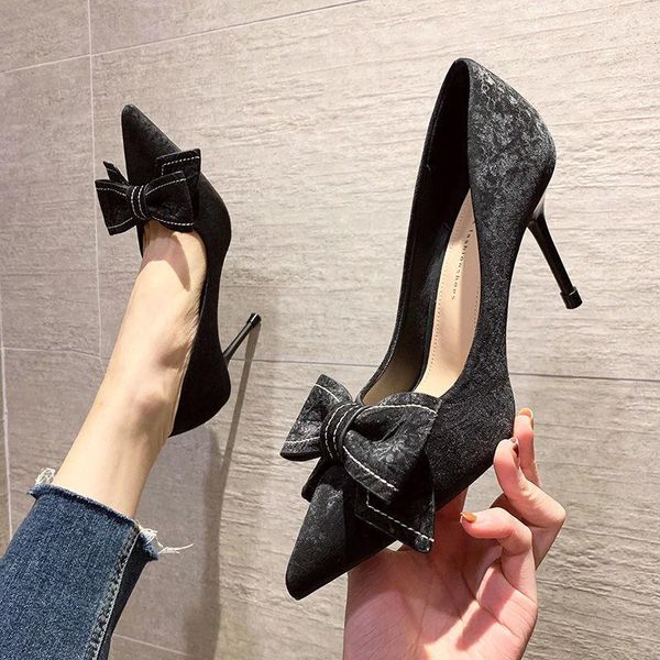 dress shoes high heels women 2021 spring and autumn pointed suede bow french girl stiletto shallow mouth women's single, Black
dress shoes high heels women 2021 spring and autumn pointed suede bow french girl stiletto shallow mouth women's single, Black