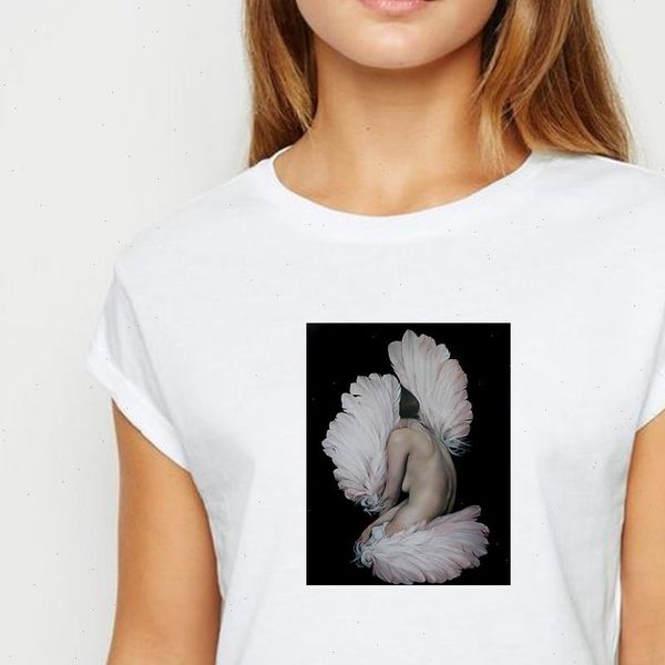 wing feather flower girl t shirt women vestidos spring summer tshirt cool pretty aesthetics graphic tee o neck t shirts, White
wing feather flower girl t shirt women vestidos spring summer tshirt cool pretty aesthetics graphic tee o neck t shirts, White