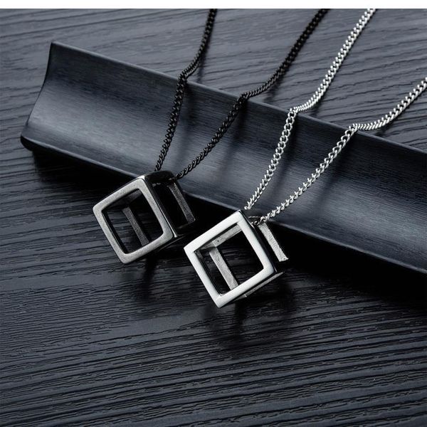 pendant necklaces fashion brand simple hollow cube magic unique versatile titanium steel square cool men's and women's, Silver
pendant necklaces fashion brand simple hollow cube magic unique versatile titanium steel square cool men's and women's, Silver
