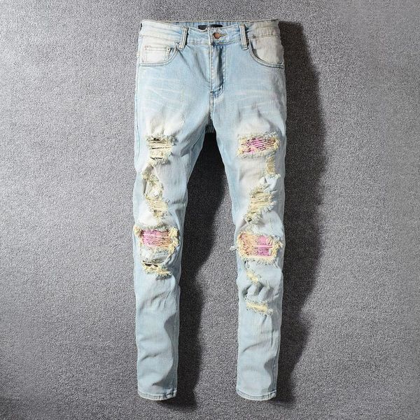 men's jeans high street fashion men blue color slim fit destroyed ripped broken pants paint designer patchwork hip hop
men's jeans high street fashion men blue color slim fit destroyed ripped broken pants paint designer patchwork hip hop