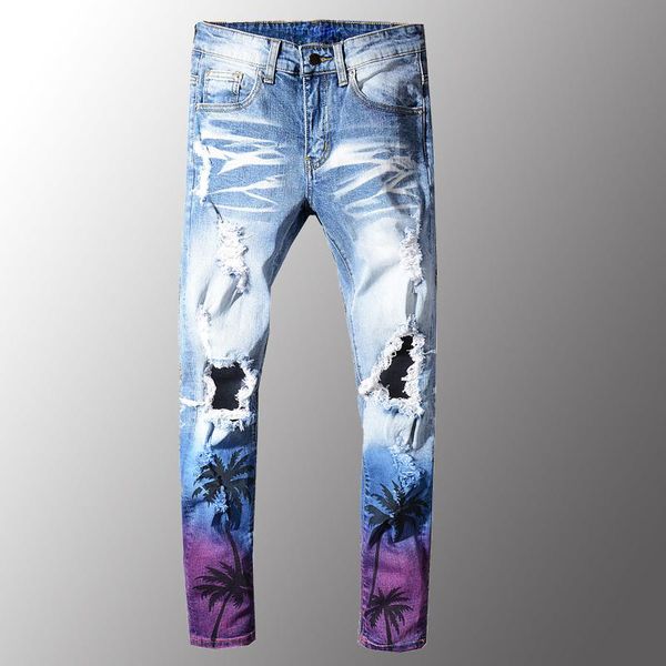 men's jeans man men hi street destroyed painted pants fashion streetwear tie dye denim trousers tree printed plus size 28-40, Blue
men's jeans man men hi street destroyed painted pants fashion streetwear tie dye denim trousers tree printed plus size 28-40, Blue