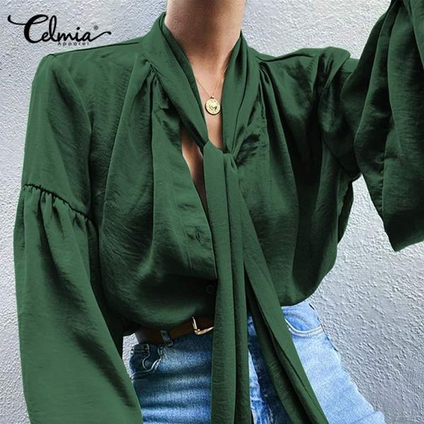 women's blouses & shirts celmia women office casual loose puff sleeve shirt elegant bandage solid tunic 2021 fashion party blusas, White
women's blouses & shirts celmia women office casual loose puff sleeve shirt elegant bandage solid tunic 2021 fashion party blusas, White
