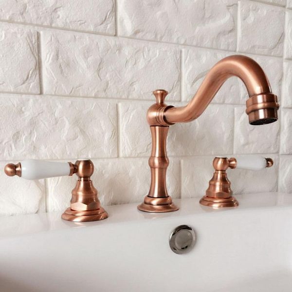bathroom sink faucets antique red copper widespread dual handle washing basin mixer taps deck mounted 3 holes lavatory faucet arg040
bathroom sink faucets antique red copper widespread dual handle washing basin mixer taps deck mounted 3 holes lavatory faucet arg040