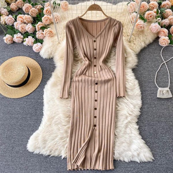 casual dresses korean autumn winter knitted dress women long sleeve vertical stripe sheath bandage sweater office ladies, Black;gray
casual dresses korean autumn winter knitted dress women long sleeve vertical stripe sheath bandage sweater office ladies, Black;gray