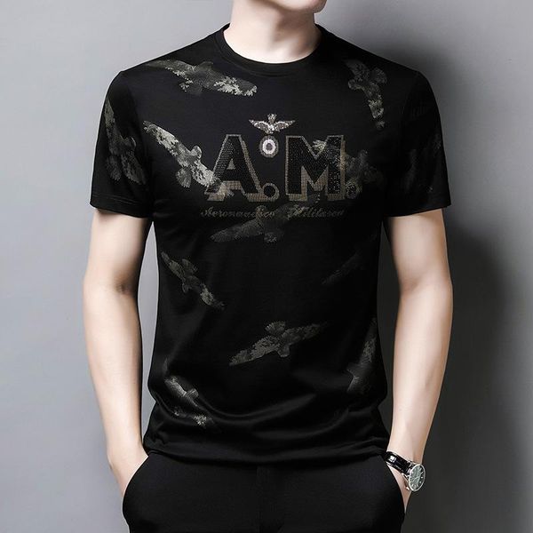 men's polos summer short-sleeved round neck bottoming shirt handsome slim ice silk t-shirt eagle t men, White;black
men's polos summer short-sleeved round neck bottoming shirt handsome slim ice silk t-shirt eagle t men, White;black