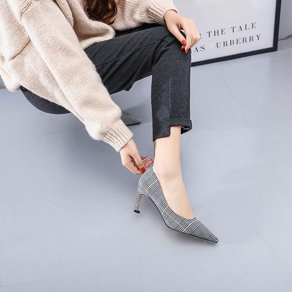 fashion all-match popular korean four seasons pointed toe pumps houndstooth design shallow mouth womens stiletto heel high heel shoes, Black
fashion all-match popular korean four seasons pointed toe pumps houndstooth design shallow mouth womens stiletto heel high heel shoes, Black