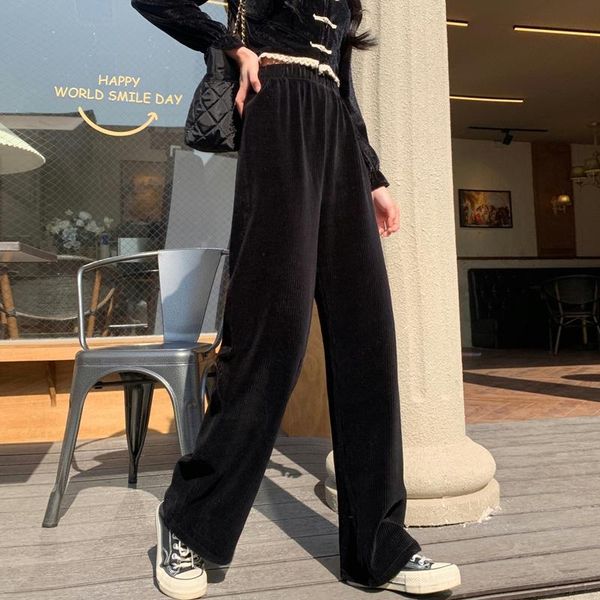women's pants & capris 2021 fashion clothing solid color corduroy wide legs korean style early autumn high waist straight casual pant, Black;white
women's pants & capris 2021 fashion clothing solid color corduroy wide legs korean style early autumn high waist straight casual pant, Black;white