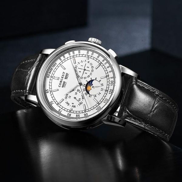 wristwatches brand men's mechanical white dial moon phase watch 316l stainless steel calendar week automatic waterproof, Slivery;brown
wristwatches brand men's mechanical white dial moon phase watch 316l stainless steel calendar week automatic waterproof, Slivery;brown
