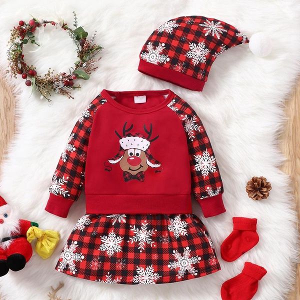 girl's dresses 2021 baby christmas dress girl winter clothes 2 pieces cute elk plaid snowflake dresses+hat 0-3y, Red;yellow
girl's dresses 2021 baby christmas dress girl winter clothes 2 pieces cute elk plaid snowflake dresses+hat 0-3y, Red;yellow