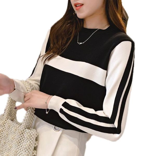 women's sweaters pullovers women o neck long sleeve patchwork female jumper autumn winter fashion basic soft knitted clothes, White;black
women's sweaters pullovers women o neck long sleeve patchwork female jumper autumn winter fashion basic soft knitted clothes, White;black